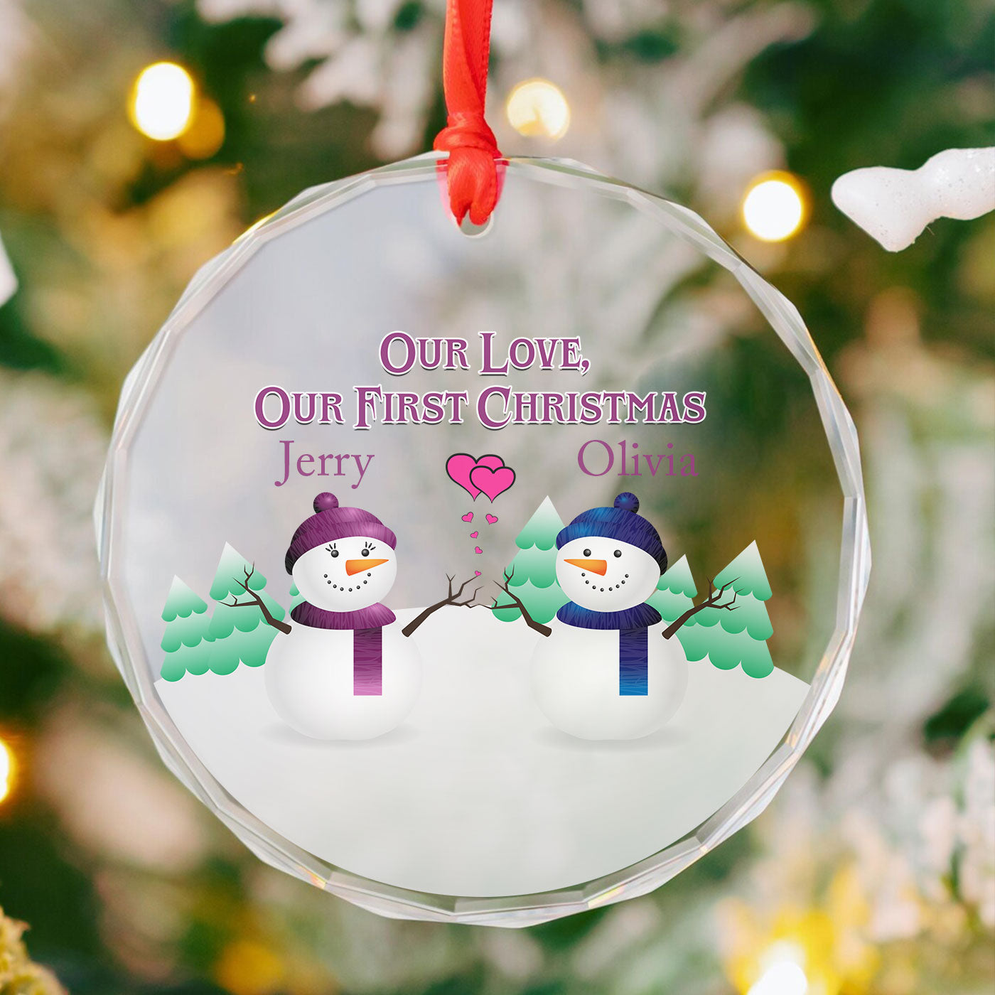Our Love, Our First Christmas Snowman | Celebrate a Winter Romance | Glass Ornament
